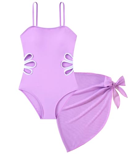 Image of Girls One Piece Swimsuit Bathing Suit with Cover Up Size 7-16