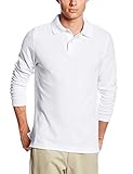 Lee Uniforms Men's Modern Fit Long Sleeve Polo, White, X-Large