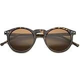 zeroUV - Retro Horned Rim P3 Keyhole Round Horn Rimmed Sunglasses (Shiny-Tortoise Amber)