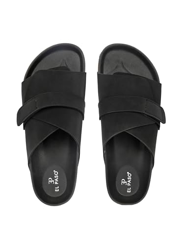 Image of EL PASO Men's Leather Cushioned Cork Sole Sandal Slippers (Size 6 to 12)