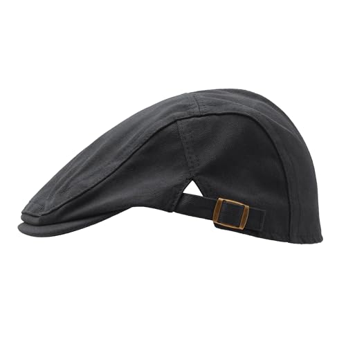 Image of ZLYC Men Cotton Flat Cap Summer Scally Ivy Gatsby Newsboy Beret Driver Cabbie Hunting Hat