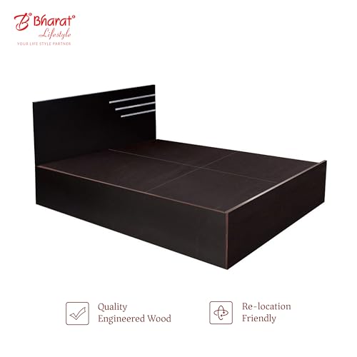 Image of Bharat Lifestyle Amsterdam Engineered Wood Queen Bed Without Storage | Matte Finish | Double Bed for Bedroom & Living Room | Knock Down Delivery | 1 Year Warranty | 72x60 Inch Mattress Size
