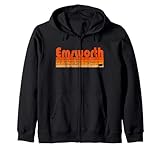 Este es un diseño imprescindible de estilo grunge de Emsworth, Pensilvania El diseño cuenta con Emsworth, Pennsylvania en una fuente genial con subrayado de rayas sombreadas naranja. El aspecto envejecido le da una sensación clásica vintage que a todos les encantará.