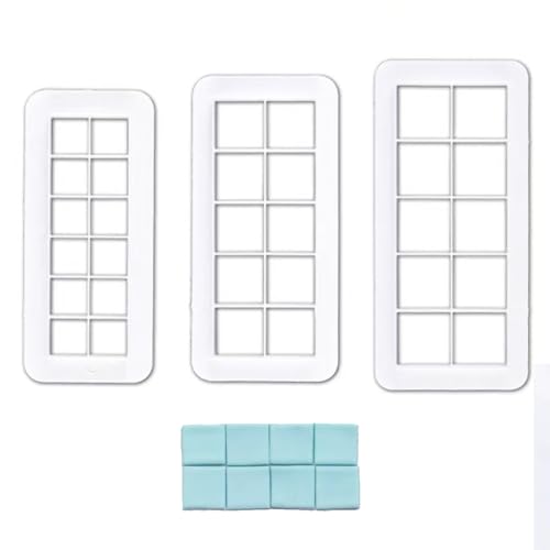 TSUOUKL 3 Pezzi Taglierina Quadrata, Quadrato Formine, Tagliabiscotti Plastica per Fondant e Biscotti Stampo - Set di formine per biscotti geometriche multicutter quadrato per torta e fondente