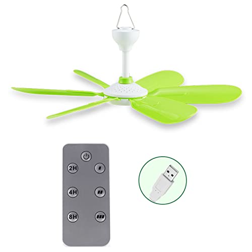 Riiichflowshop Ventilador de Techo USB de 177 Pulgadas con Control Remoto y Temporizador de 3 velocidades Ventilador Colgante para Tienda de campaña Ventilador con Dosel para Cama Camping Exterior