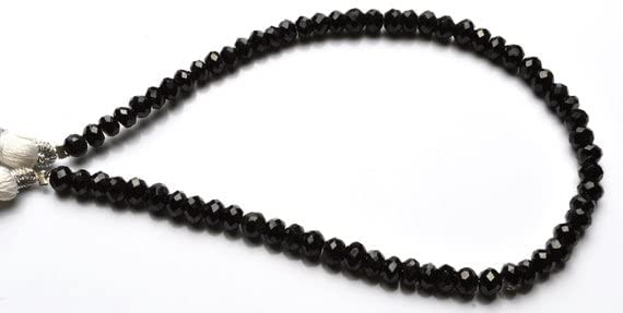 Perles black spinel micro faceted rondelle briolettes 3.5-4mm sur fil 8 pouces - 2