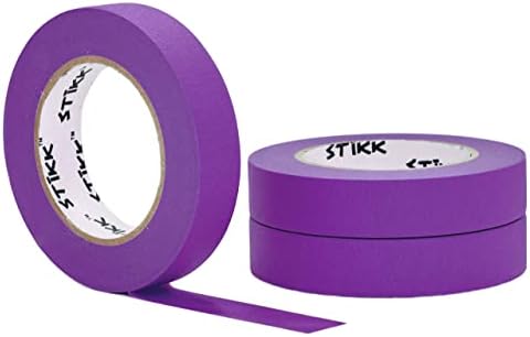 STIKK 3 Pack 1" inch x 60yd Purple Painters Tape 14 Day Easy Removal Trim Edge Finishing Decorative Marking Masking Tape (.94 in 24MM)