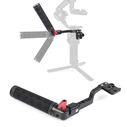 Gimbal Adjustable Handle Grip for DJI Ronin S/SC/RSC2, Stabilizer Handgrip Extension Bracket with Cold Shoe Mount 1/4 3/8 Threaded Holes for Video Light, Microphone, Monitor