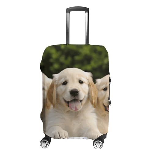 Golden Retriever Puppies Luggage Cover, Washable Elastic Suitcase Cover Protector Fit 18-32 Inch Luggage