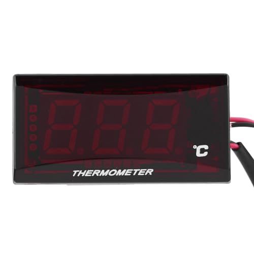 Ymiko Motorrad Digital Thermometer Unifür Versal Motorrad Digital Thermometer Wassertemperatur Temperaturmesser für Racing Scooter Quad Square(Rotlicht)