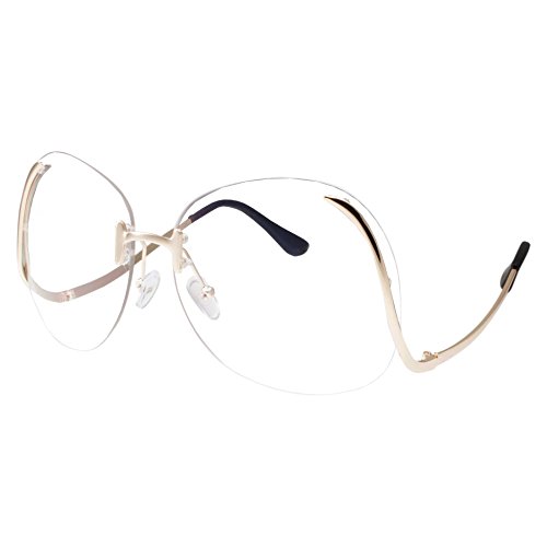 Women's Stylish Clear Lens Glasses Rimless Oversized