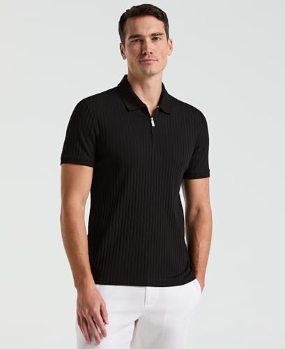 Perry Ellis Men's Quarter Zip Ribbed Polo2