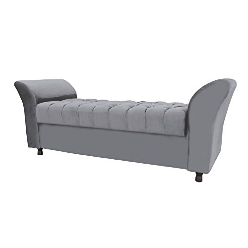Recamier Calçadeira Baú Egeo 160 cm Decor Magazine Suede Cinza