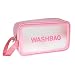 Neceser de viaje transparente impermeable bolsa cosméticos PU con cremallera maquillaje portátil aseo organizador artículos para viajes mujeres y niños, rosa