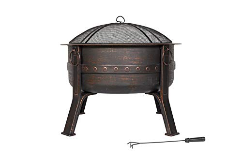 La Hacienda 58528 Brava Large Deep Bowl Firepit, Bronze Effect