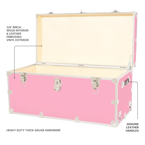 Image of Rhino Trunk & Case Classic XXL Home Storage & College Trunk With Wheels - 36 inchx18 inchx18 inch, Seats 1500+ lbs, Soft-Close Lid. USA Made Secure Dorm Furniture, Organization, Steamer Style Blanket Chest