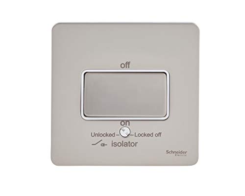 Ultimate - Placca piatta senza viti interruttore isolatore a ventola 3 poli 16A GU1413WPN nichel perlato con inserto bianco