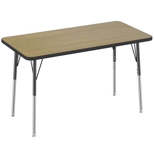 FDP 24" x 48" Rectangle Table with Swivel Glide Legs - Pasadena Oak/Black