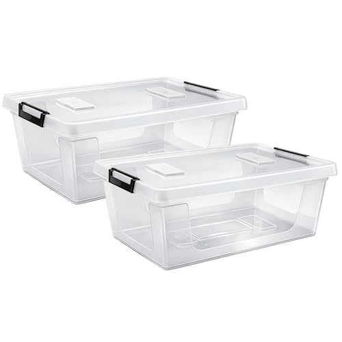 Aufbewahrungsbox mit Deckel Lagerbox Box Korb, Kiste (13 Liter, 2, stück)