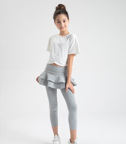 Girls Leggings with Cotton Ruffle Skirt,Footless Tutu Leggings Pants for Kids Skirt Pants4