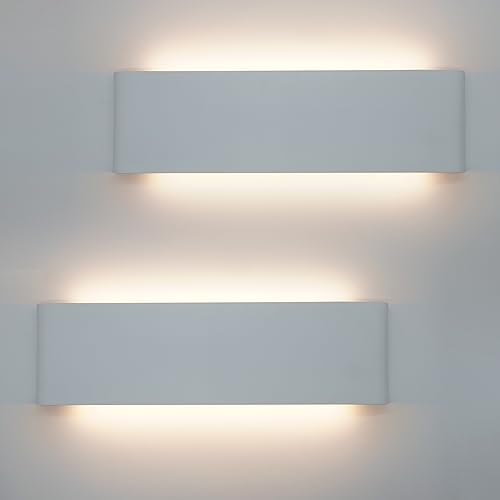 Image of KICAAO 15.7in White Modern Wall Sconce 2-Pack,16W Indoor Vanity Light Up and Down LED Vanity Light for Bathroom Wall Lighting Fixtures Not Dimmable Not Plug (Warm Light 3000K)