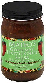 Mateo's Gourmet Salsa 16oz Glass Jar (Pack of 3) Select Heat Level Below (Hatch Chile - Medium) by Mateo's