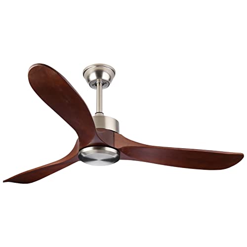 Dannilong 52” Solid Wood Ceiling Fan with Remote Control, Outdoor