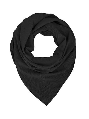 TMK Weiches und leichtes Unisex-Dreieckstuch aus 100% Baumwolle cod.9485 (Einzigartige Farbe, Schwarz)