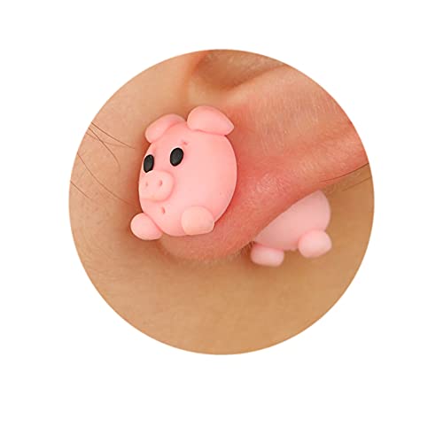 Sttiafay Pendientes de cerámica suave hechos a mano, bonitos aretes dividibles de dibujos animados, hipoalergénicos, regalos para niñas, niños y mujeres