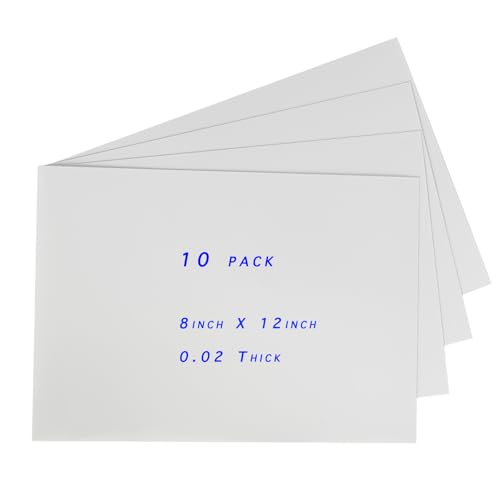 Image of 10 Pack A4 Size White Opaque Rigid PVC Sheets, 0.5mm Thick, 297mm x 210mm Plastic Sheet for DIY Office Cutting, Signs, Display Projects
