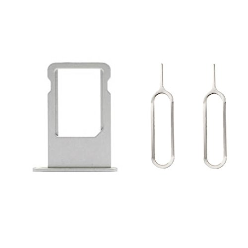 Replacement Sim Card Tray Holder Slot Bracket with 2 Eject Pins for iPhone 6 4.7 Silver
