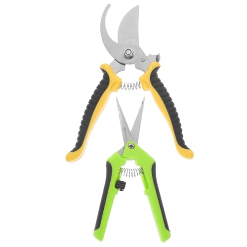 VINTORKY Sécateurs De Jardin Multifonctions Pour Taille Des Arbres Fruitiers Et Plantes, Lot 2 Pièces Sk5, Ergonomiques Antidérapants Jaunes Et Verts, Outils De Jardinage Professionnels Pour Entretien
