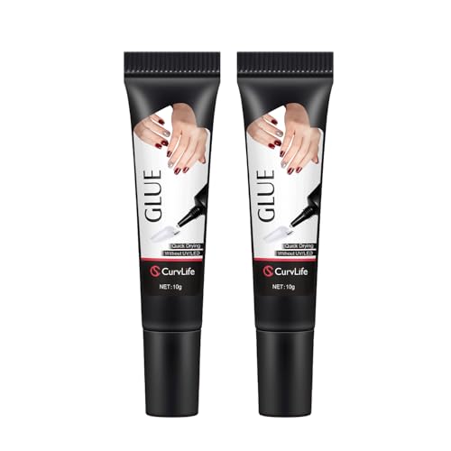 Curvlife Upgraded Super Strong 10g Semi Solid Nail Glue, 2pcs Best Soft Gel Nail...