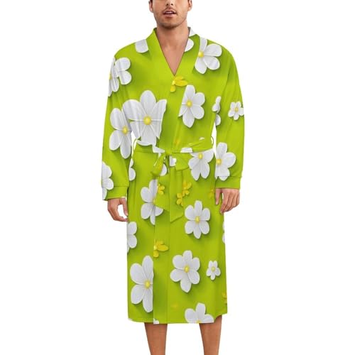 Robe de nuit en soie homme femme kimono imprimé floral avec ceinture