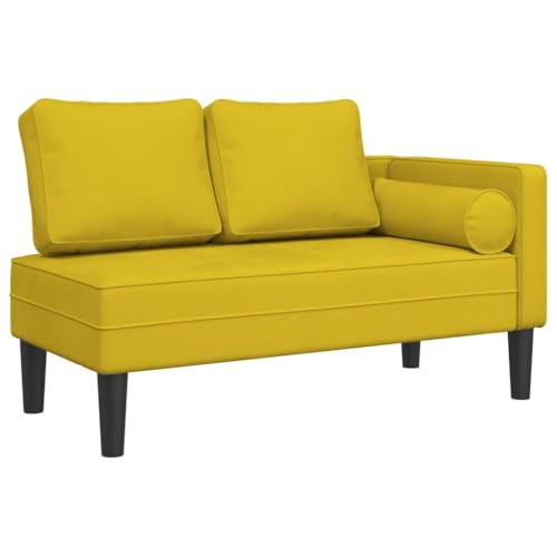 vidaXL Chaise Longue con Cuscini Giallo in Velluto, divano letto, divano imbottito, seduta da soggiorno, dormeuse, seduta da salotto, divano 2 posti