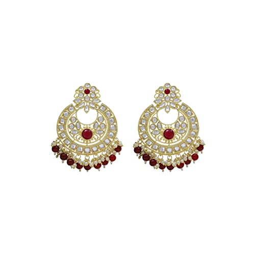 Pendientes Kundan de perlas para bodas y festivales tradicionales 5