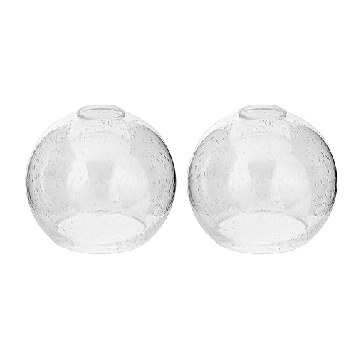 Handblown Clear Seeded Glass Globe Shade – 1.65" Fitter Opening – Replacement Lamp Shade for Pendant Lights, Chandeliers, Wall Sconces, Vanity & Ceiling Fixtures (2 Pack)