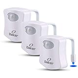 Oaker Toilet Light [3 Packs], 8 Colors Motion Activated and Light Sensitive Toilet Bowl Night Light, Glow Inside Bowl, Fun Gadget for Kids Potty Training, Convenience to Use Toilet in Midnight.