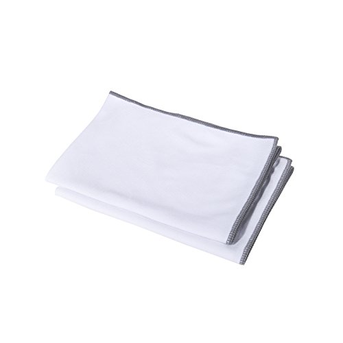 Luckiss Microfiber Glass Towel Wine Glass Polishing Cloth Ultra Absorbent Kitchen Bar Dish Towel,Silverwares And Mirrors 27.5 X 20 Inch (2 Pack, White) #TOP3