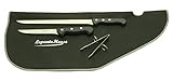 ✅ Medidas: cuchillo jamonero alveolado 43,5 cm de largo con 30 cm de hoja de corte y el cuchillo deshuesador 29 cm de largo con 15 cm de hoja de corte.