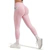 RXRXCOCO Women Hidden Scrunch Leggings with Pockets High Waist Seamless Gym Leggings Butt Lift SportsLeggings Light Pink