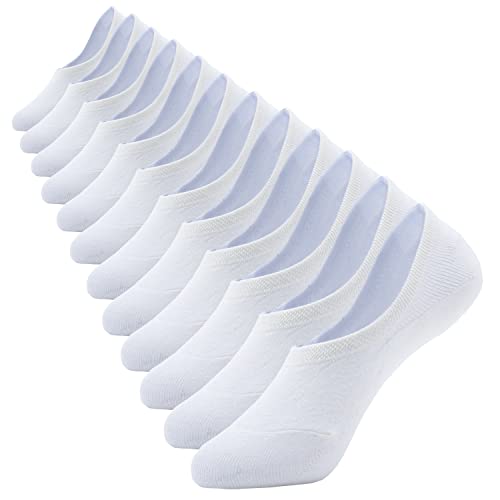 Viilich Unsichtbare Sneakers Socken Herren 6 Paar Hochwertige Silikonpads Rutschfest Atmungsaktiv Komfortabel Hochelastisch Ultrakurz Unsichtbare Socken Weiß, Größe 38-42 Cover