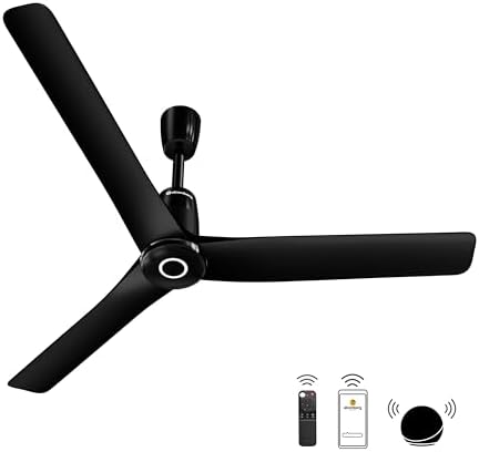 atomberg Aris Contour Smart 1200mm Voice Controlled BLDC Ceiling Fan with Remote |BEE 5 star|Best-in-class Air Flow |Silent Operation| Designer Fan | Free Installation |5 Year Warranty |Midnight Black