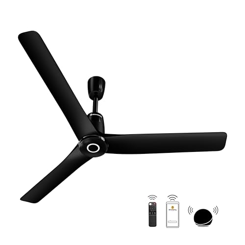 atomberg Aris Contour Smart 1200mm Voice Controlled BLDC Ceiling Fan with Remote | BEE 5 star | Best-in-class Air Flow | Silent Operation | Designer Fan | 5 Year Warranty | Midnight Black