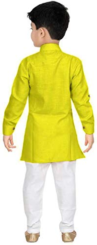 Image of Oner Cotton Boy's Ethnic Wear Kurta Pajama Dress Set (N-101, Green, 7-8 Years)