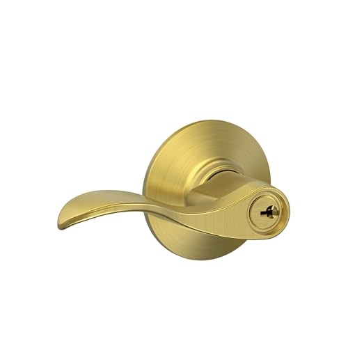Image of SCHLAGE Accent Lever Keyed Entry Lock in Satin Brass - F51A ACC 608