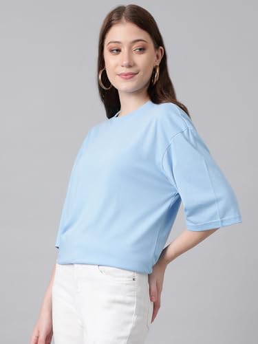 Image of KOTTY Women's Cotton Blend Solid Oversized T-Shirts
