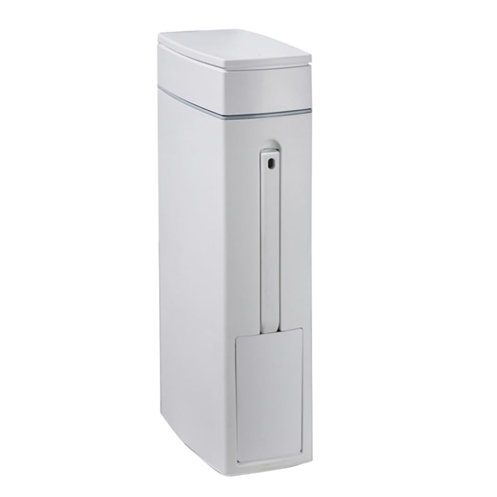 CTRLZS With Brush Cracked Trash Can Ultra-Thin for Home Use Bathroom Toilet Plastic with Toilet Brush Storage Bin with Lid