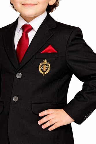 Image of Boys Satin Formal Suit 3 Pcs Set Blazer, Pant Tie Premium Kids Suit for Wedding, Birthday