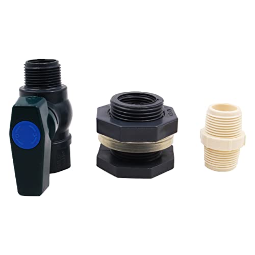 WANGCL 3/4 Inch PVC Spigot Rain Barre Faucet Kit Rain Barrel Valve with Bulkhead Fitting Adapter for Water Tanks Aquariums Tubs Pools - Image 2